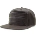 Brown high quality PU leather hip hop cap with three decorative zippers and flat brim - Rear Leather Buckle / Coffee