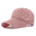Elegante cappello da baseball rosa traspirante in maglia traforata da donna con motivo - Adatto per circonferenza testa circa 54-58cm / Griglia a Rombi-Rosa
