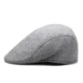 Classic grey wool blend flat cap for men and women, stylish newsboy ivy hunting hat - Solid Light Grey