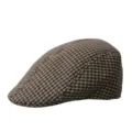 Vintage houndstooth flat cap for men and women in classic brown pattern - Adult M 56-58cm / Coffee Khaki Plaid