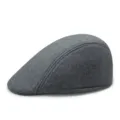 Classic dark gray wool felt flat cap for men and women, warm autumn winter beret - Plain Mid Grey