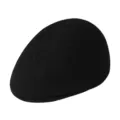 Classic solid black wool blend flat cap with a retro artistic design for winter warmth - One Size (56-58cm) / Woolen (Adjustable String) / Black