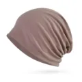 Mauve ribbed cotton slouchy beanie hat for comfortable autumn and winter outdoor wear - One Size / Lotus Pink - Seamless