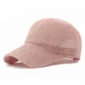 Cappellino da baseball in rete rosa da donna con design traforato traspirante per l'estate - Adatto per circonferenza testa circa 54-58cm / Piccola Paillette - Rosa