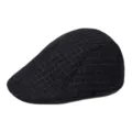 Classic vintage dark grey plaid flat cap beret for autumn and winter outdoor warmth - Adult M 56-58cm / Large Plaid - Black