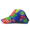 Women's ethnic style blue empty top sun hat featuring vibrant floral embroidery - Fugui Flower / Adjustable / Royal Blue