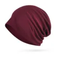 Soft burgundy ribbed cotton slouchy beanie hat for autumn and winter outdoor wear - One Size / Wine Red - Seamless