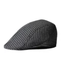 Classic grey and black houndstooth pattern flat cap for a retro autumn and winter style - Adult M 56-58cm / Black-Grey Plaid