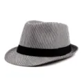 Cappello Fedora Trilby classico a righe bianche e nere con elegante nastro nero - Gessato Nero / Adatto Testa 56-58cm