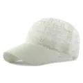 Cappellino da baseball in pizzo lavorato a maglia bianca traspirante per donna - Adatto per circonferenza testa circa 54-58cm / Maglia a rombi - Bianco crema