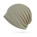 Comfortable khaki ribbed knit slouchy beanie hat for autumn and winter outdoor wear - One Size / Khaki - Seamless