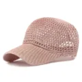 Berretto da baseball da donna in maglia traforata rosa antico per protezione solare estiva - Adatto per circonferenza testa circa 54-58cm / Maglia a piccoli occhielli - Rosa