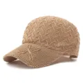 Berretto da baseball da donna in maglia kaki traspirante con design a rete - Adatto per circonferenza testa circa 54-58cm / Fiocco incrociato - Cachi