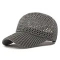 Berretto da baseball in maglia a rete grigia traspirante da donna per estate e sole - Adatto per circonferenza testa circa 54-58cm / Maglia a piccoli occhielli - Grigio