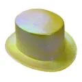 Shiny yellow iridescent high top hat for professional stage magic and party dance performances - One Size / Metallic Yellow