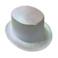 Holographic iridescent silver top hat for stage magic performances and party costumes - One Size / Iridescent White