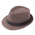 Cappello Fedora classico a quadri stile britannico con nastro nero per uomo donna - Quadri Caffè / Adatto Testa 56-58cm