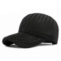 Berretto da baseball in maglia nera traspirante per protezione solare estiva - Adatto per circonferenza testa circa 54-58cm / Strisce verticali - Nero