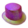 Vibrant iridescent purple and gold high top magic hat for stage and party performances - One Size / Holographic-Rose Red