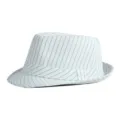 Elegante cappello fedora bianco a gessato in tessuto traspirante per il sole. - Riga Larga Bianco / Adatto Testa 56-58cm