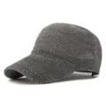 Berretto da baseball in maglia grigia da donna con paillettes e design traforato - Adatto per circonferenza testa circa 54-58cm / Paillettes / Grigio