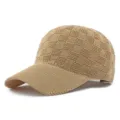 Berretto da baseball in maglia kaki traspirante da donna con un motivo a scacchi - Adatto per circonferenza testa circa 54-58cm / Griglia Quadrata / Kaki