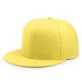 Gorra snapback de hip-hop minimalista clásica amarilla con visera plana para hombre y mujer - Talla Adulto (56-60cm) / Amarillo Limón