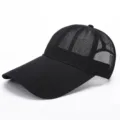 Breathable black mesh baseball cap with an extra long brim for outdoor sun protection - Standard Adjustable (55-59cm circumference) / Black Quick-dry Brim - Full Mesh Body