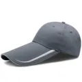 Durable grey baseball cap with an extra long brim and white embroidered accent line - Adjustable for 55-59cm Head Circumference / Extended Brim Style (BQ319) / Grey Blue