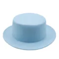 Sky blue flat-top felt boater hat for men and women in vintage retro style - Sky Blue