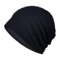 Lightweight breathable hollow knit slouchy beanie in dark navy blue for casual wear - One Size (Stretchy) / Hollow Out Style - Black
