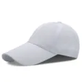 Summer breathable long brim mesh baseball cap in solid white for outdoor sun protection - Large Size Adjustable (60-64cm Circumference) / White (Cotton Brim) - Full Mesh