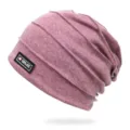 Gorro beanie plisado rosa palo elegante para hombre y mujer con etiqueta de moda - Talla única / Estilo 2 / Rosa