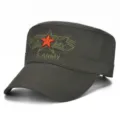 Professional olive green military style cadet cap with red star and U.S. ARMY embroidery - Adjustable (56-60cm) / Style 6 - Army Green