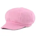 Classic pink wool newsboy cap for women and men, stylish autumn winter painter hat - Adult Free Size (56-58cm) / Pink