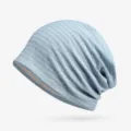 Berretto traspirante celeste da donna in cotone sottile con un design traforato unico - Taglia Unica (Elasticizzata) / Stile a Righe - Blu Chiaro