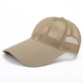 Khaki long brim baseball cap with breathable mesh crown for outdoor sun protection - Standard Adjustable (55-59cm circumference) / Khaki Quick-dry Brim - Full Mesh Body
