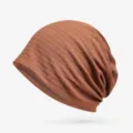 Berretto slouchy traspirante da donna marrone, tessuto in maglia leggera per estate - Taglia Unica (Elasticizzata) / A Strisce - Caffè