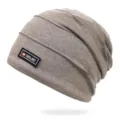 Gorro clásico plisado gris café con etiqueta tejida de moda de marca FONE-ART - Talla única / Estilo 2 / Caqui