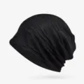 Berretto turbante in maglia traforata traspirante nero classico da donna stile estivo - Taglia Unica (Elasticizzata) / Stile a Tre Linee - Nero