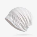 Berretto bianco traforato in pizzo da donna, leggero turbante estivo per dormire - Taglia Unica (Elasticizzata) / Stile Seta Argento - Bianco