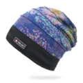 Gorro slouchy con estampado floral de colores y detalle de banda elástica negra - Talla única / Estilo Floral / Azul