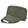Classic men's army green flat top military hat casual cotton patrol cap for sun protection - Adjustable (56-60cm) / Style 7 - Army Green