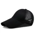 Classic black mesh baseball cap with extended sunshade brim for summer outdoor activities - Standard Adjustable (55-59cm circumference) / Black - Mesh Back