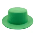 Classic vibrant green flat-top wide-brimmed felt top hat for retro British style events - Grass Green