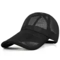Breathable black mesh baseball cap with extra long brim for summer sun protection - Standard Adjustable (55-59cm circumference) / Black - Full Mesh