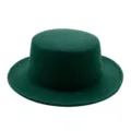 Classic dark green wool felt flat top boater hat for a retro British style look - Dark Green
