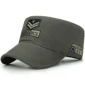 Berretto militare casual verde oliva a cima piatta con ricami Air Force e Army - Regolabile (56-60cm) / Stile 1-Verde Militare