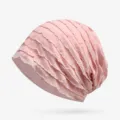 Turbante in cotone rosa traspirante per donna con elegante design a balze a strati - Taglia Unica (Elasticizzata) / Stile a persiana / Rosa