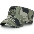 Berretto piatto mimetico in stile militare con ricami Air Force e U.S. Army - Regolabile (56-60cm) / Stile 1 - Mimetico